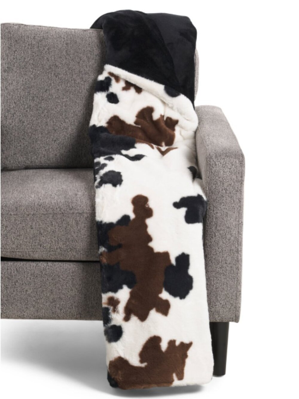 RACHEL ZOE Cow Print Faux Fur Throw